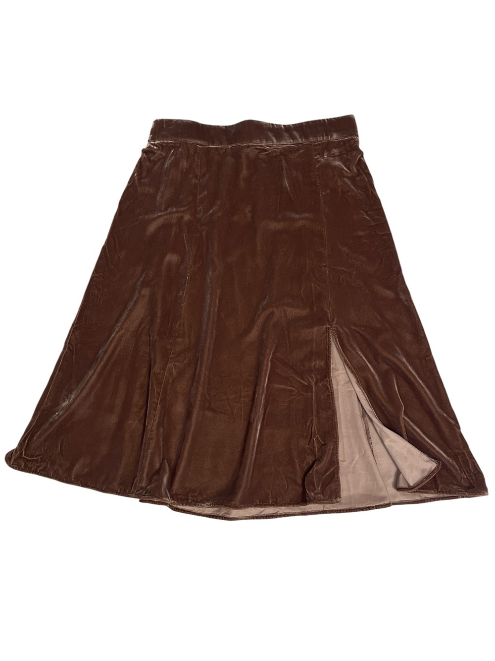 J. Crew Cubeb Berry Velvet A-Line Midi Skirt with Side Slit